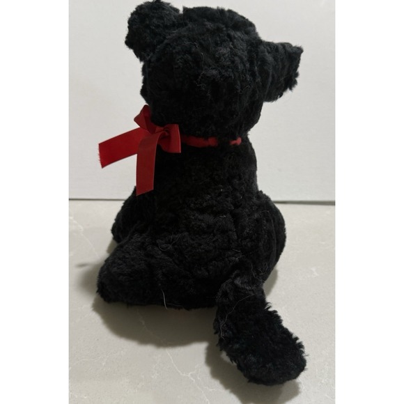 Russ Berrie Scottish Terrier Shadow Plush Black Stuffed Ribbon Heart in Mouth - Picture 4 of 6